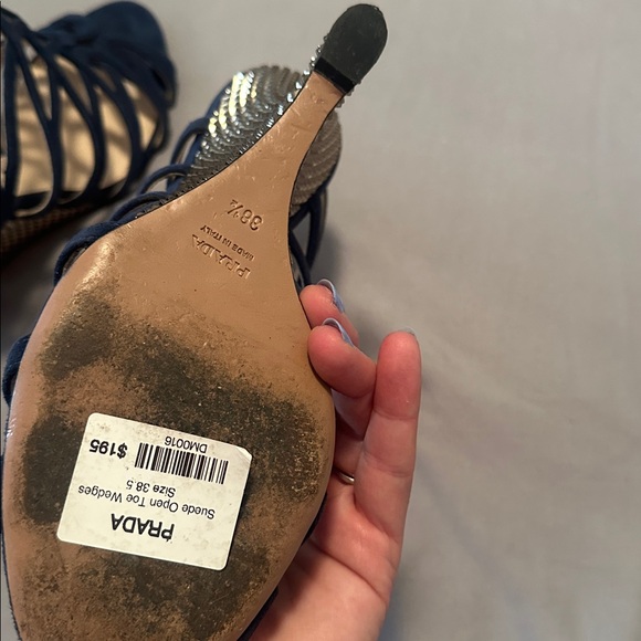 Prada- Really Great condition Navy Prada wedges - Picture 5 of 10